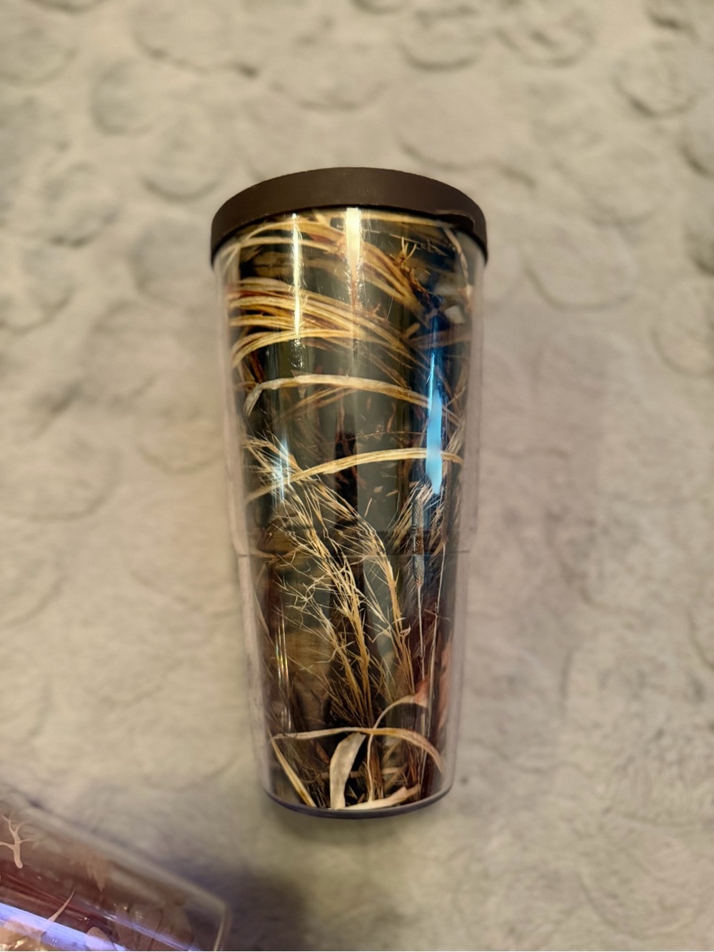 Camouflage 24 oz. Travel Tumbler with Wheat Field Print - Brown Lid